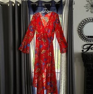Dress Rimeo Juliette Floral Print size Medium. Reddish Orange color.